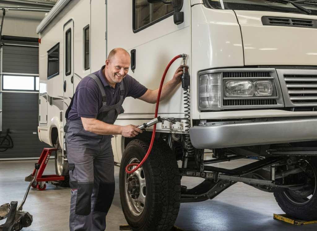 working on an RV Camper